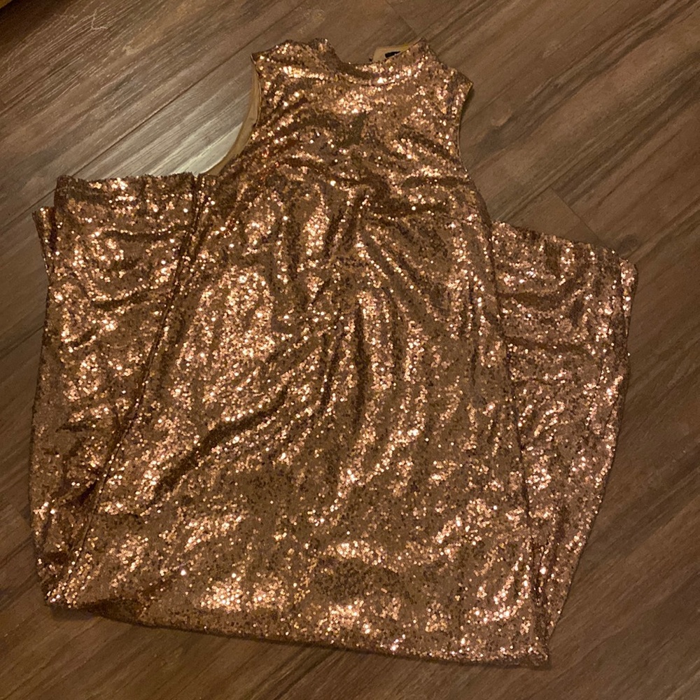 Lulu's Rose Gold Sequin Maxi Dress
